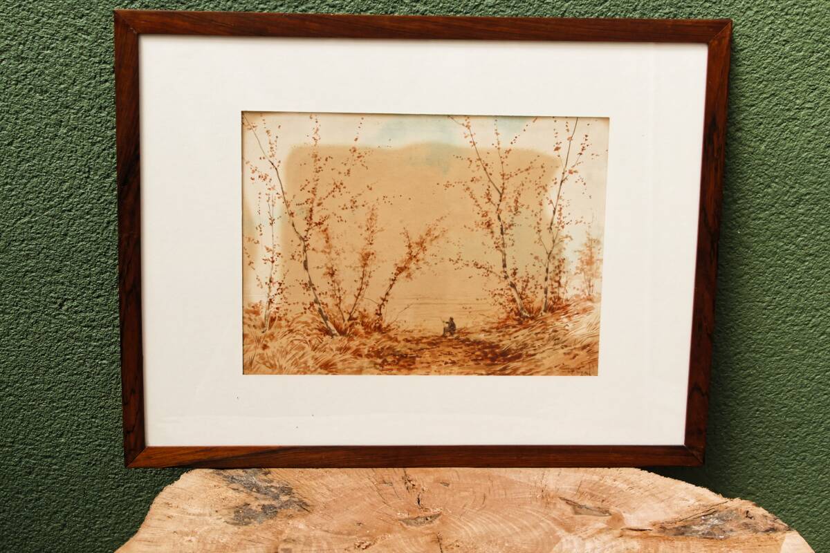 Pair of watercolors, animated landscapes, L. Meyer