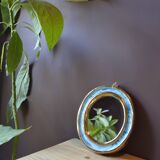 Blue and gold ceramic mirror