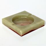 ​Italian ashtray in green and red onyx - 15 cm x 15 cm