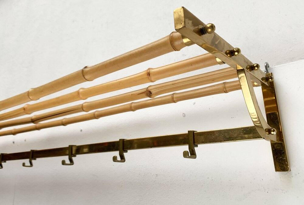 Porte-manteau en métal et bambou, années 1960