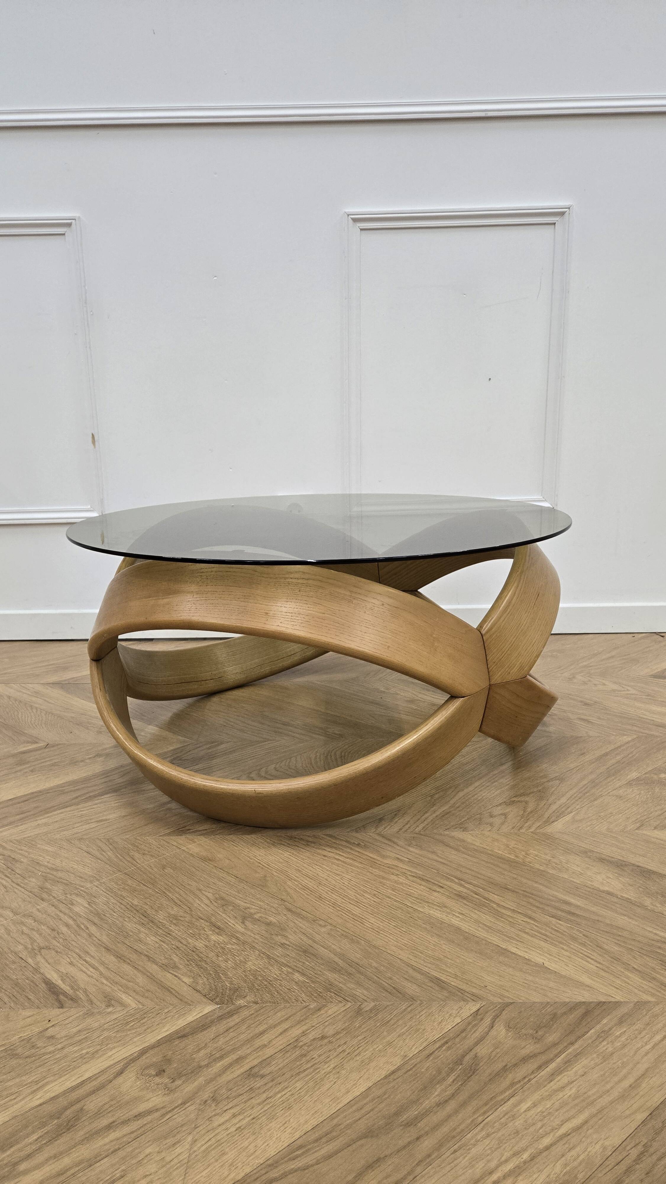 Vintage round wooden coffee table