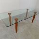 Vintage italian glass and wooden dining table, 1990s