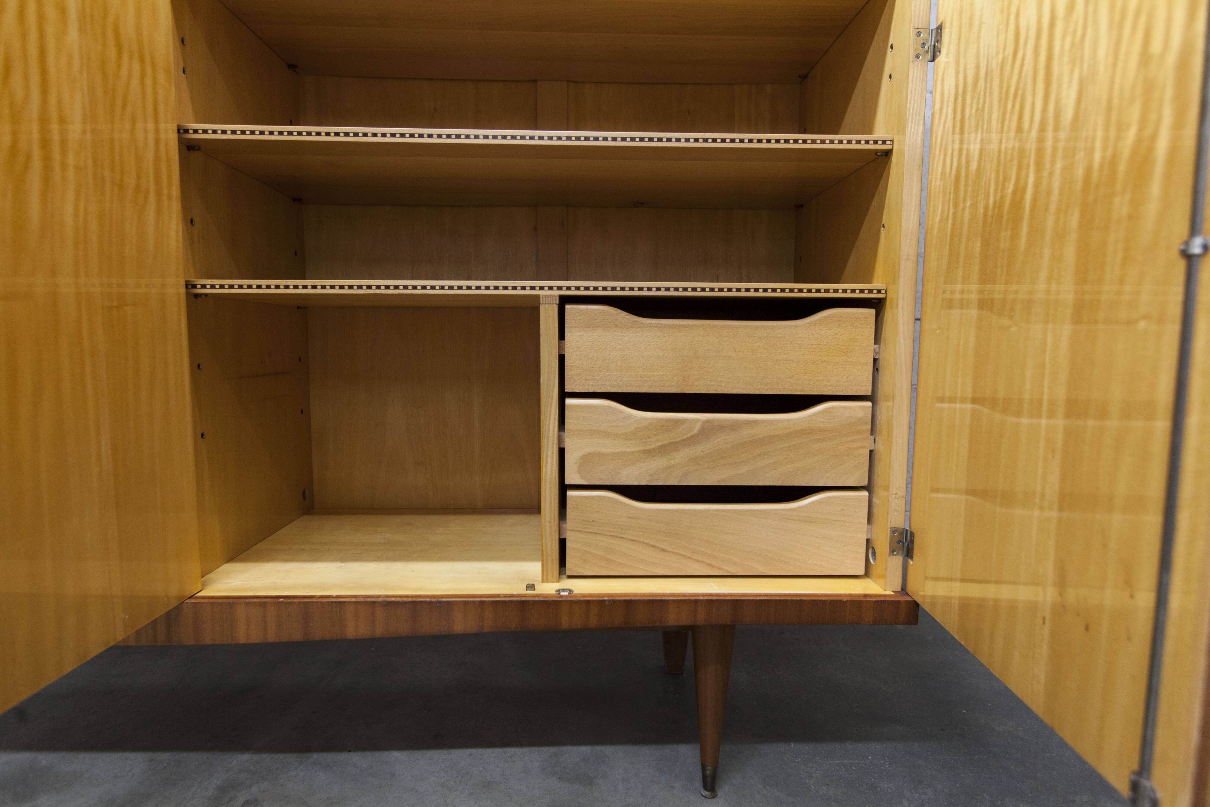 1960 Scandinavian wardrobe, atypical blond wood varnished, 4 doors 3