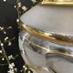 Vintage art deco globe pendant light in white and gold frosted glass
