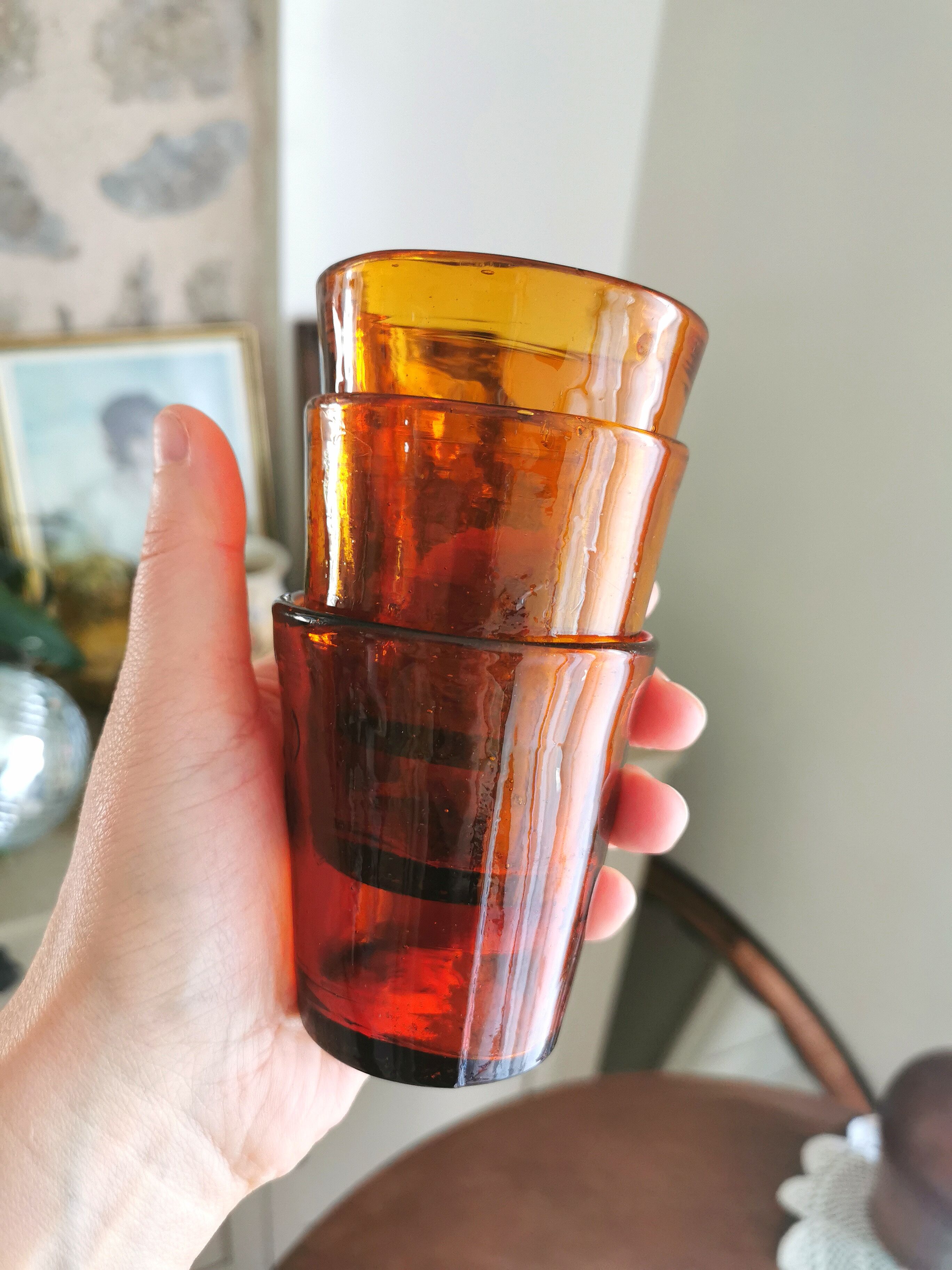 Amber blown glass, 70s