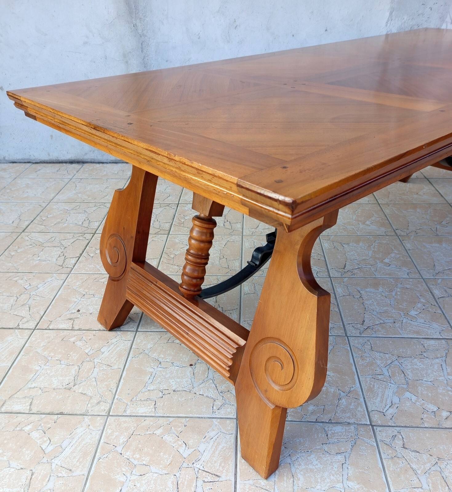 Large vintage table in solid walnut