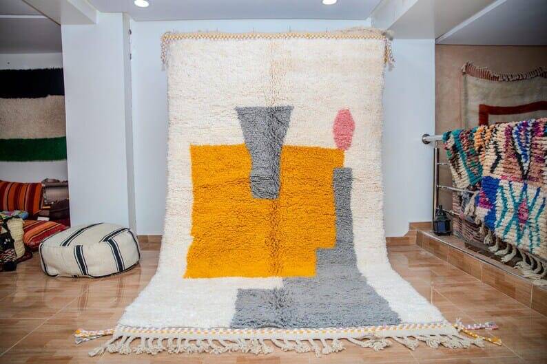Traditional handmade Beni Ouraine rug, size 100 x 200 cm