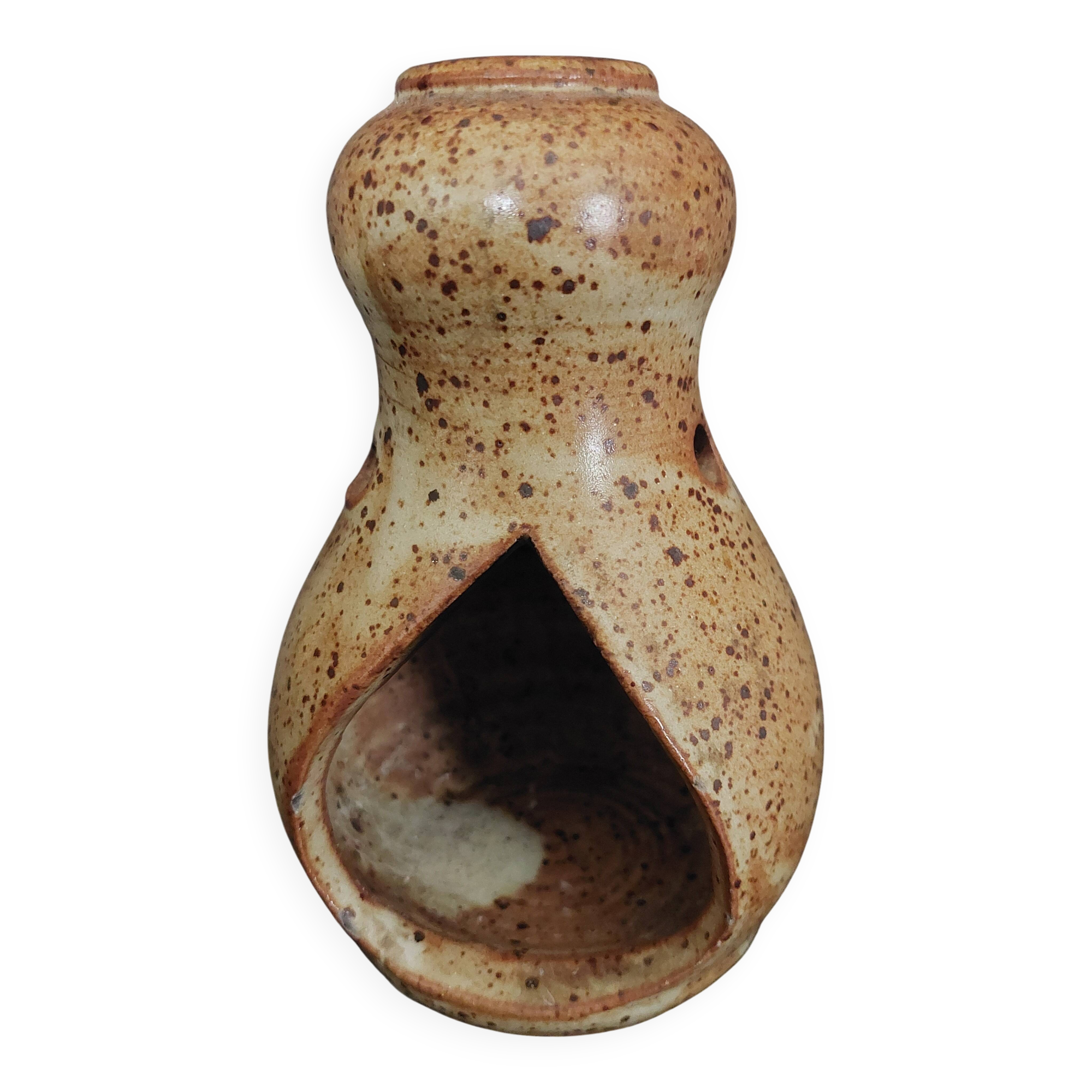 20th century pyrite stoneware tea light holder