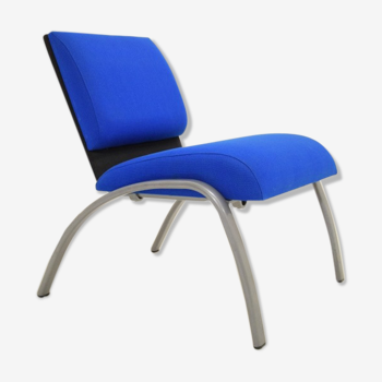 Fauteuil tissu bleu - années 80 / 90