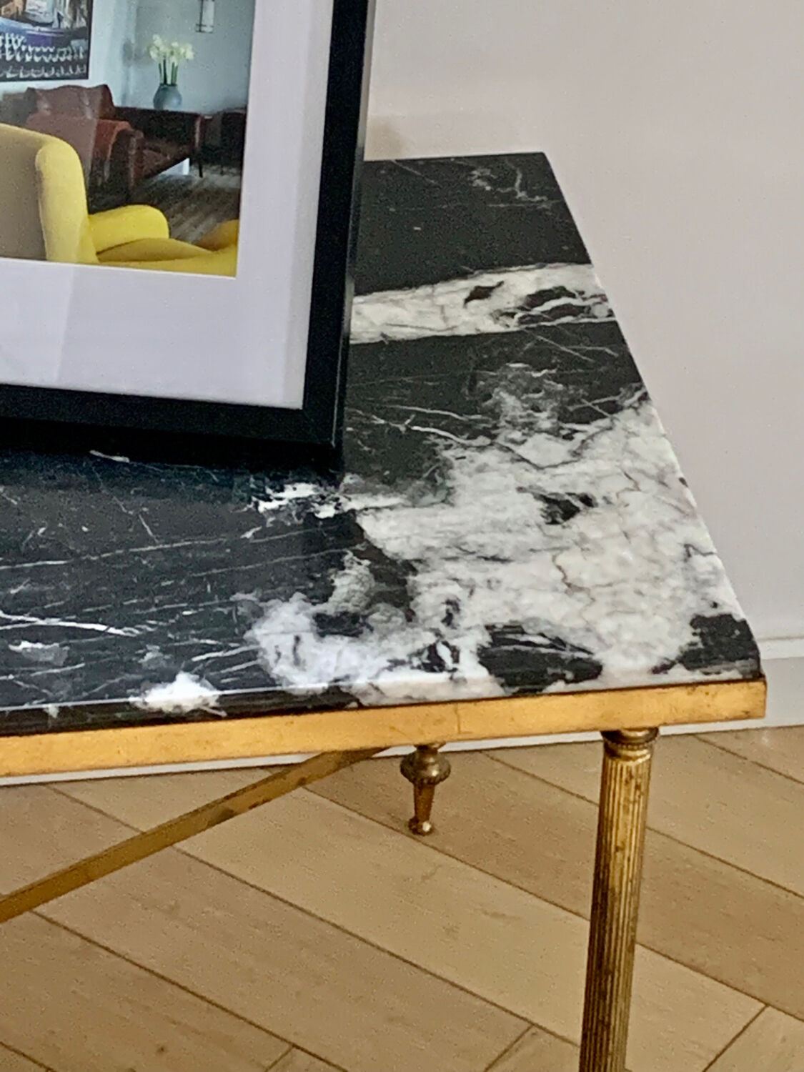 Brass and marble coffee table