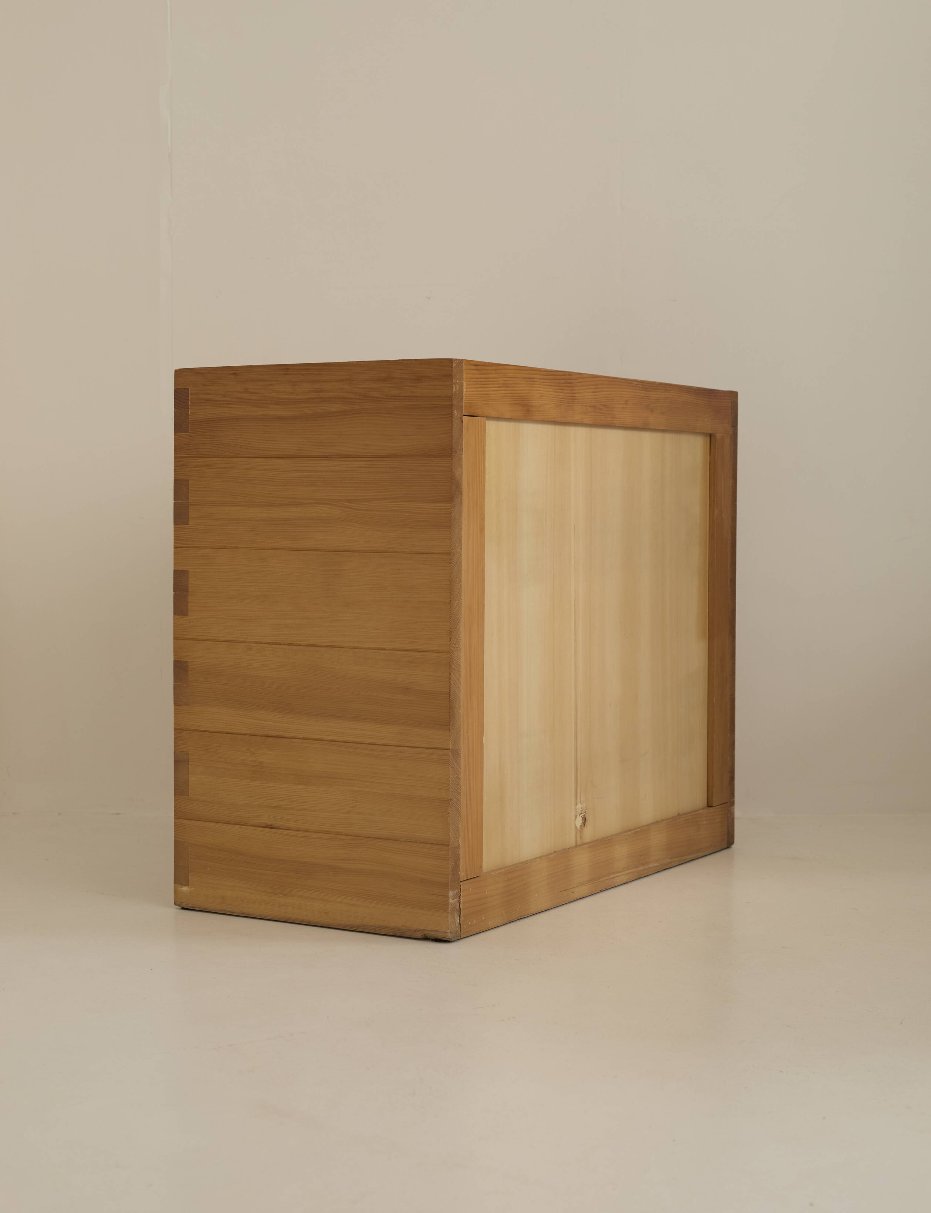 Large chest Maison Regain in solid pine Vintage Circa 1975