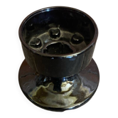 Bougeoir Ancien Space Age Opaline Noire Années 70 Vintage