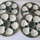 Set of 4 vintage green and white majolica oyster plates.