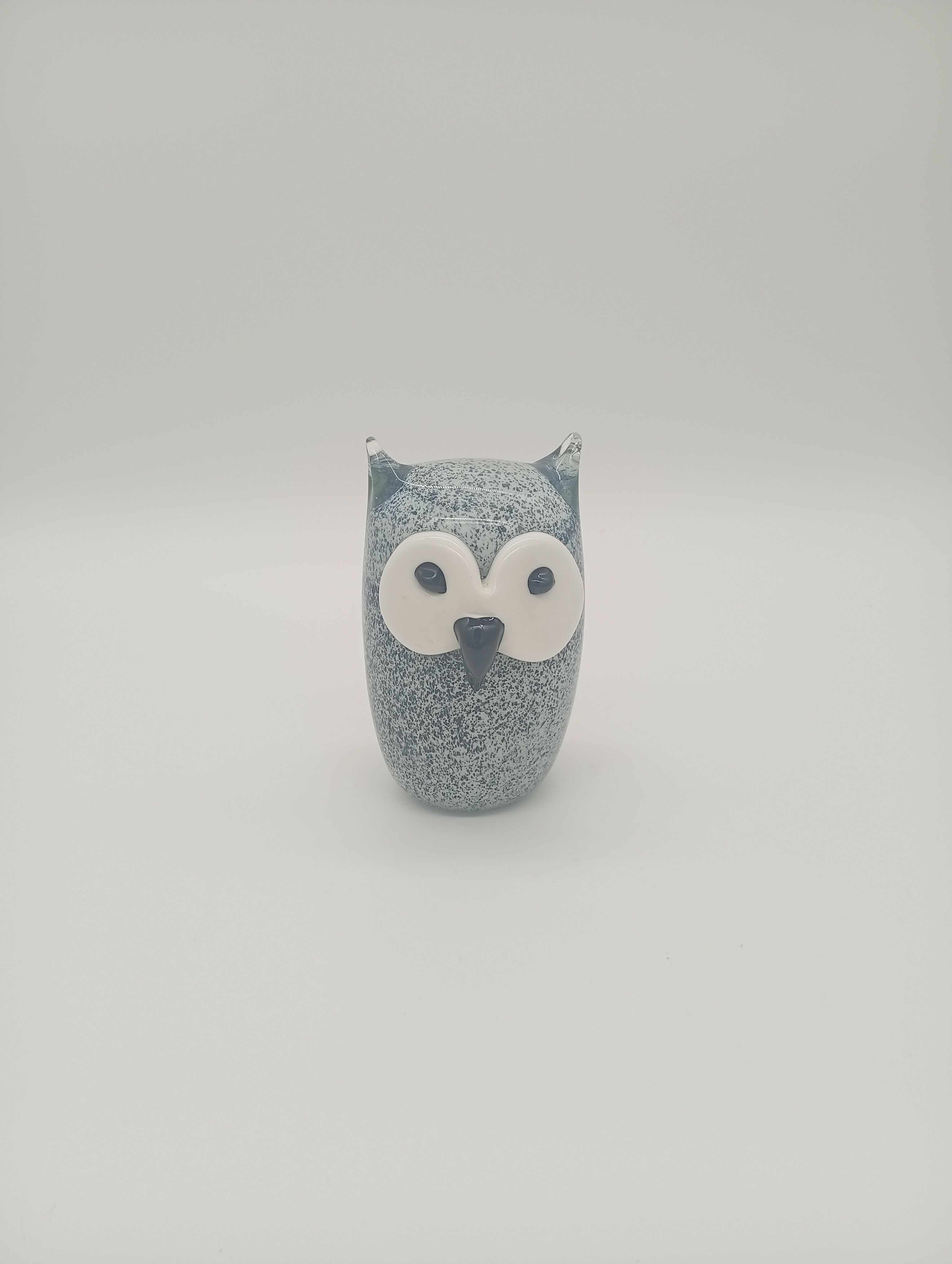 Vintage Scandinavian Glass Owl Statuette Denmark Sulphur 70s 80s