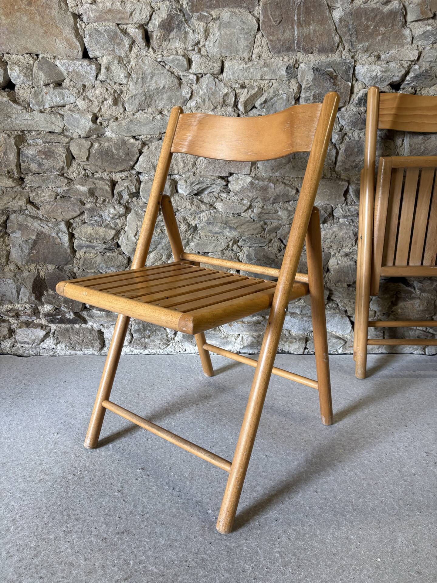 4 folding wooden chairs for Habitat, 1980