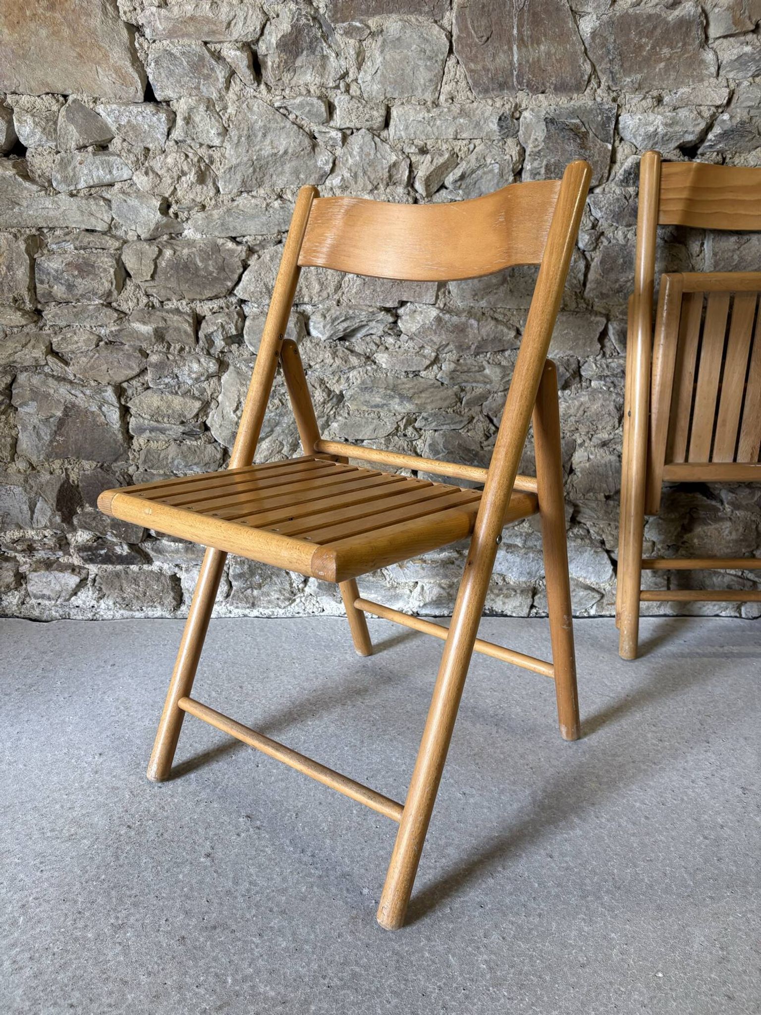 4 folding wooden chairs for Habitat, 1980