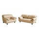 Italian leather buffalo sofa set in ecru – Poltromec Circa 1980