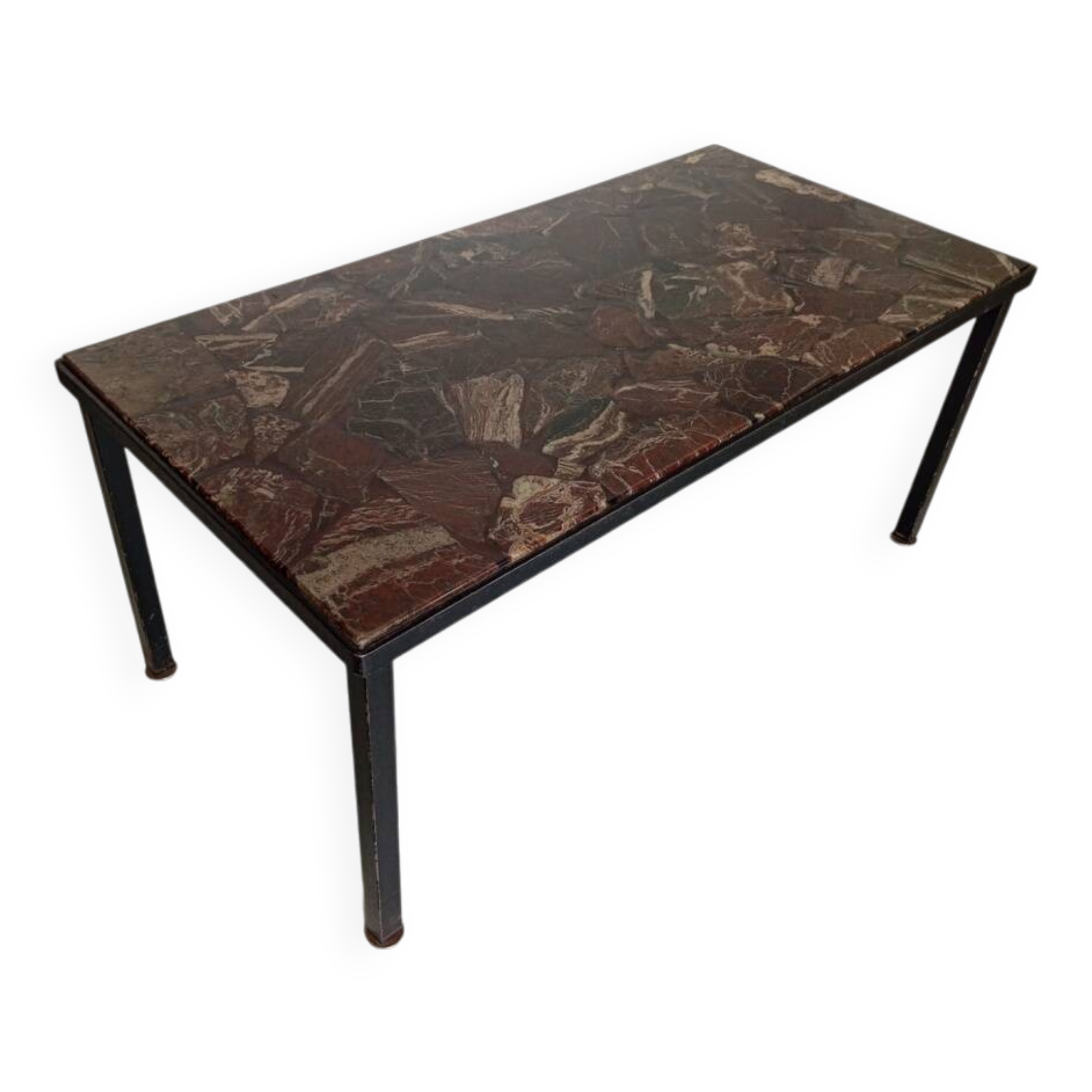 Table basse en pierre naturelle et résine, années 70