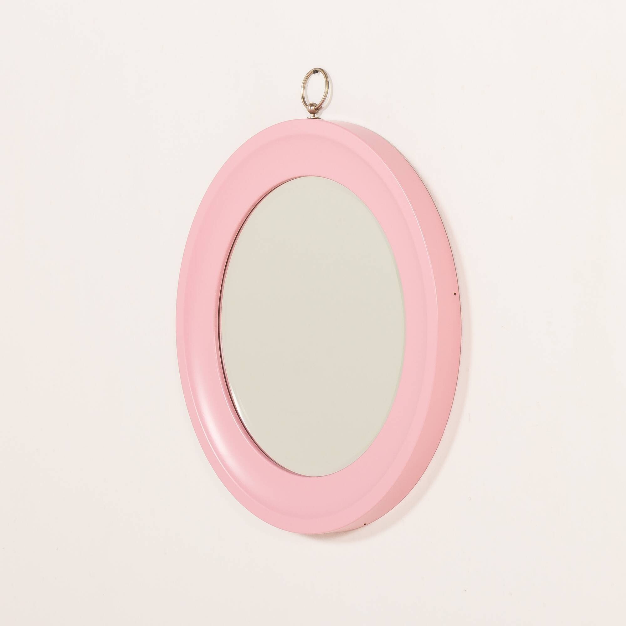 Italian pink mirror in the style of Artemide, 1970s