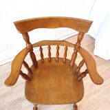 Vintage Beech Wood Windsor Dining Chair - 1970s Captains Armchair