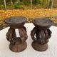 2 Dogon samba stools carved from solid wood