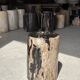 Black petrified wood side table with beige side H35 D24 - 3352