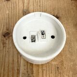 Vintage White Porcelain Ceiling Light with Milk Glass, 1970s