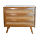 Commode vintage en bois et rotin 1950