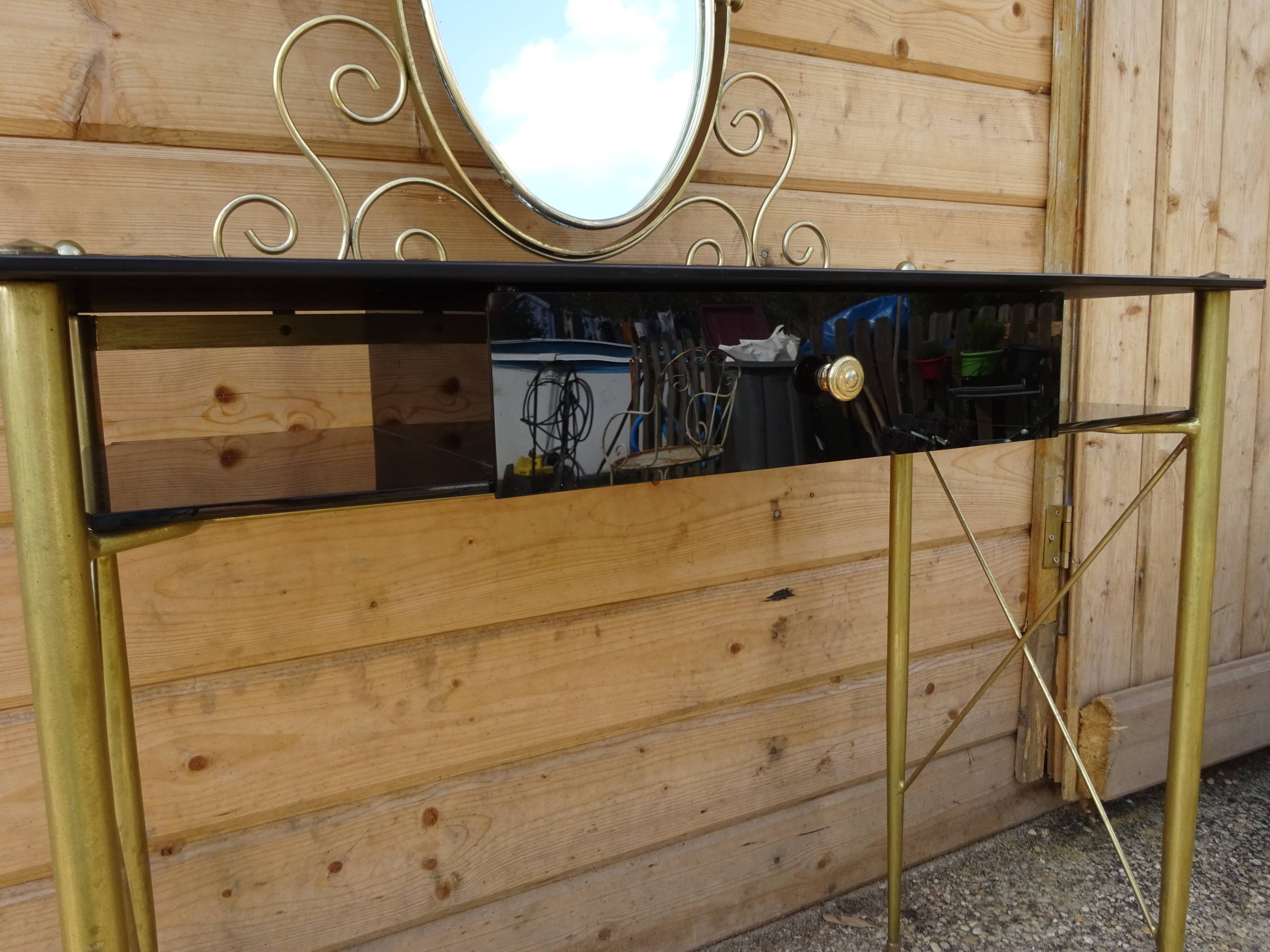 Coiffeuse vintage en verre