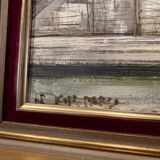 Oil on canvas representing a bridge