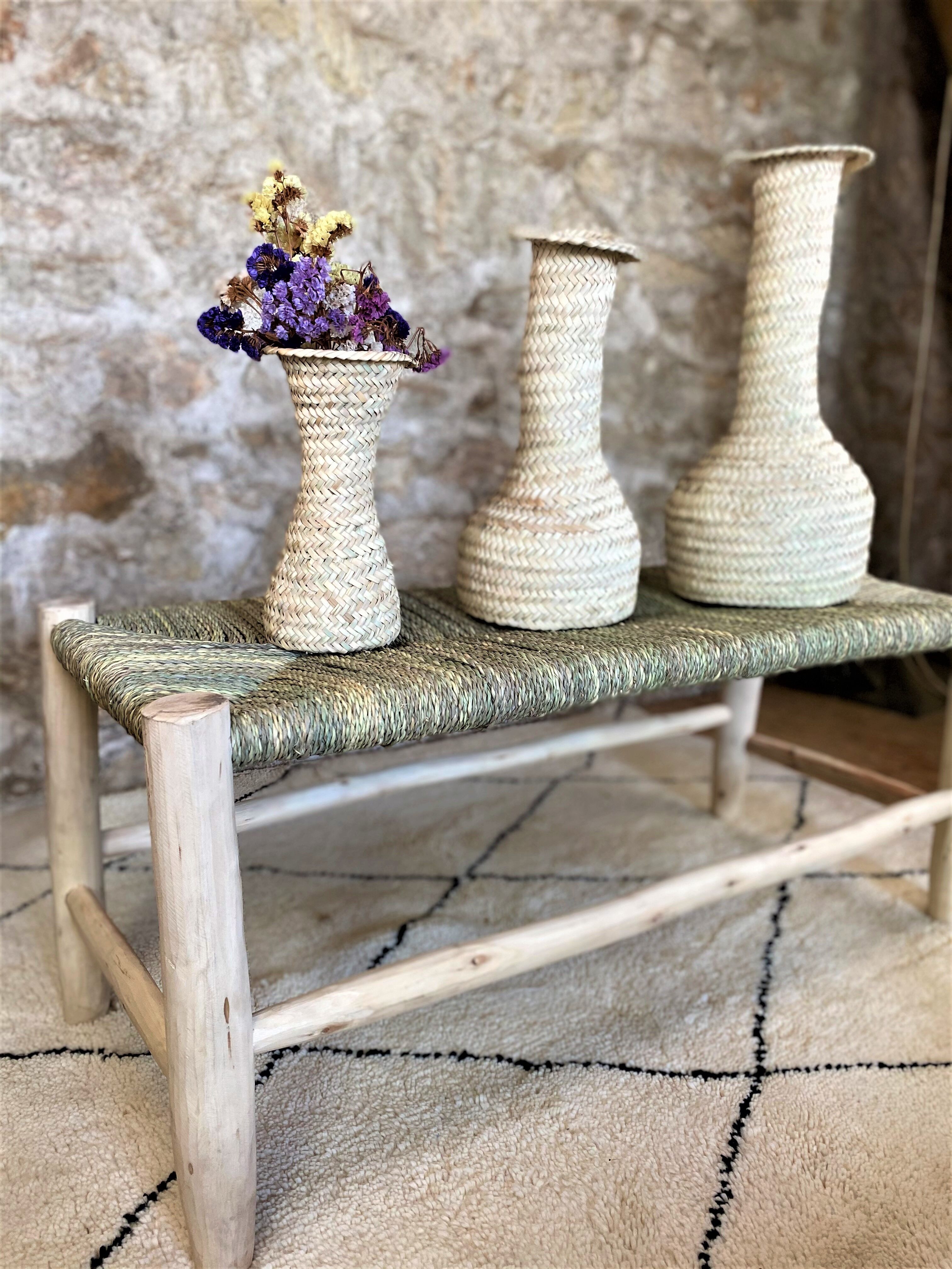 Vase made of palm leaves