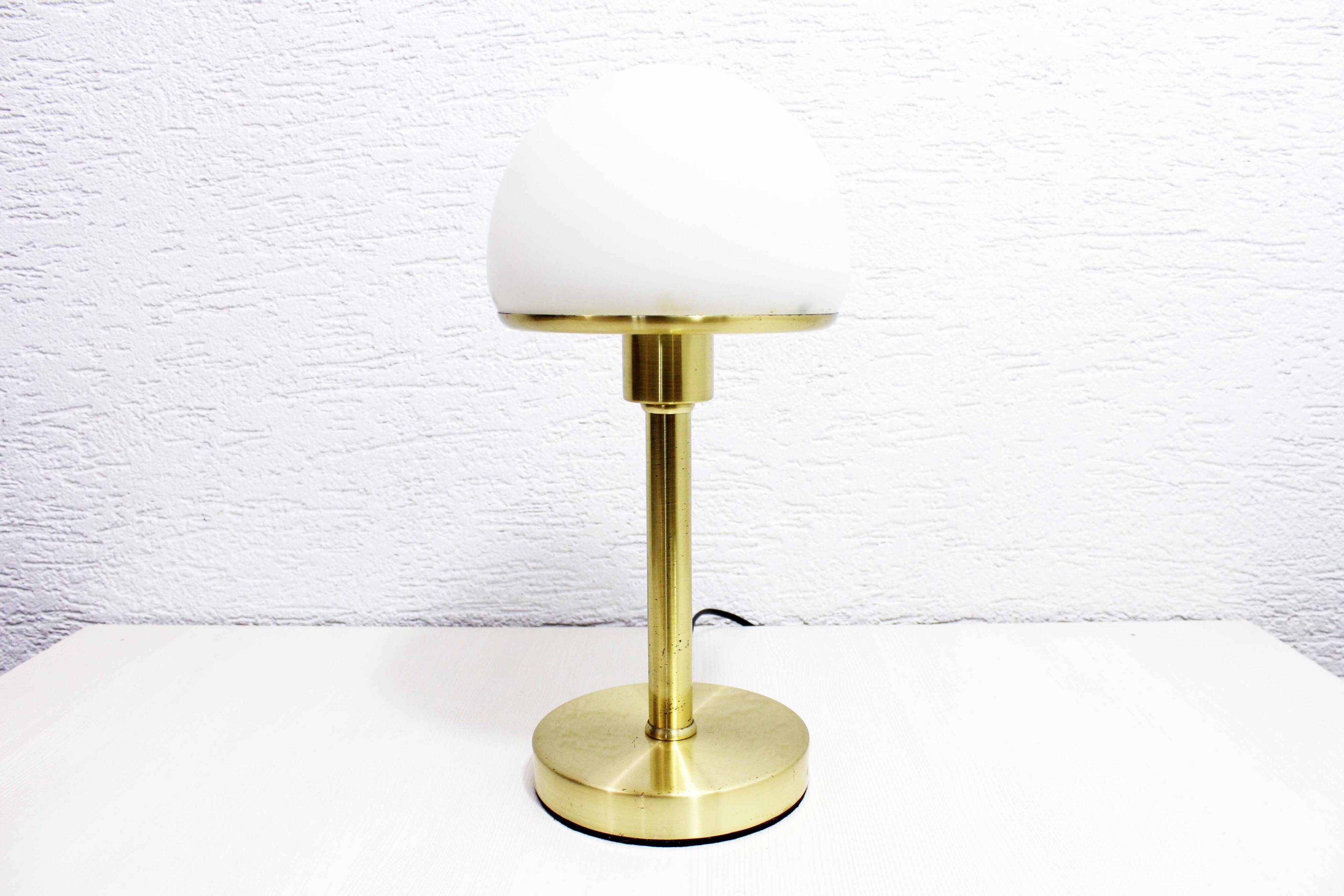 Brass and opaline glass table lamp 1980