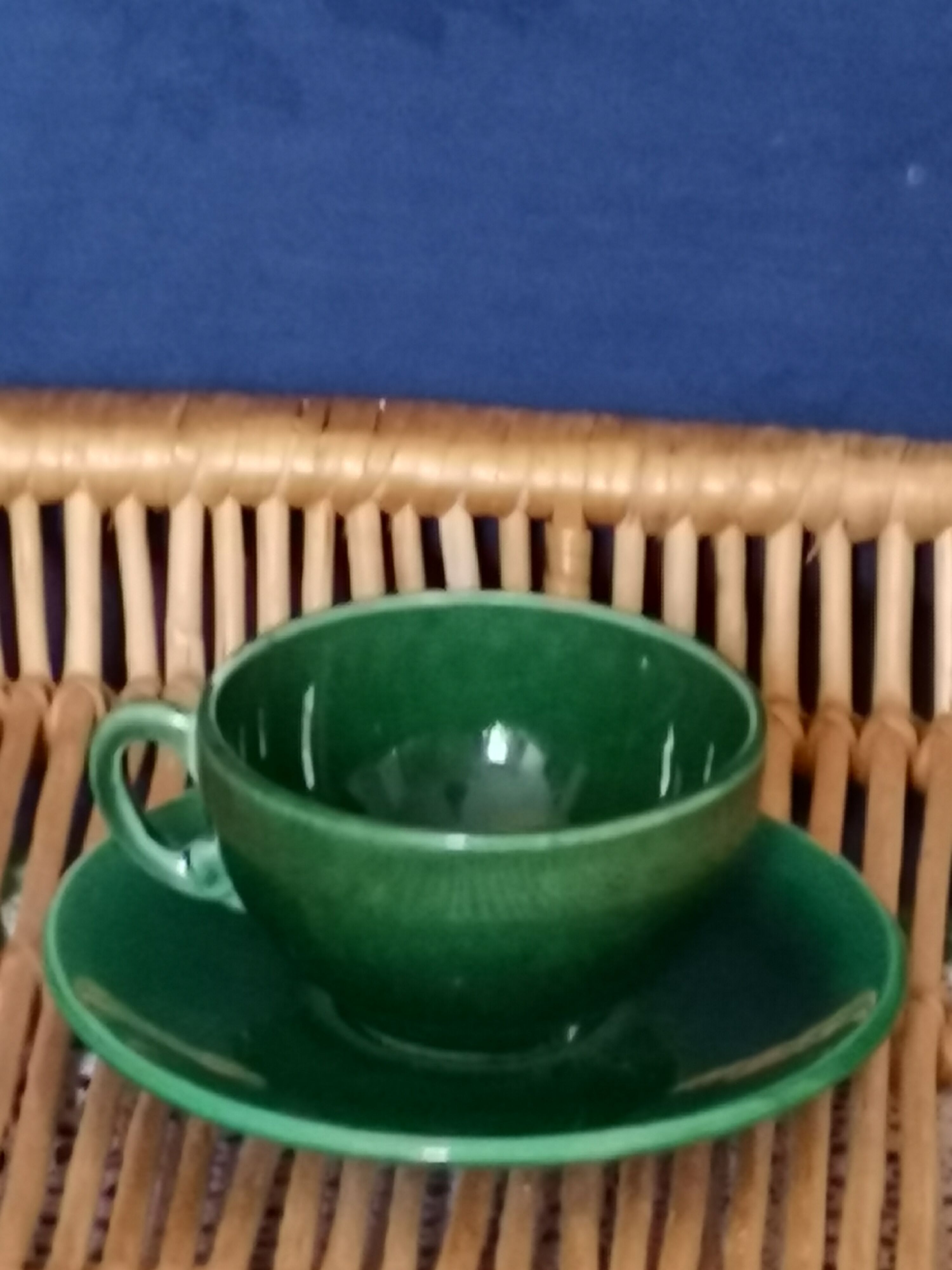 Lot of 6 cups and under green ceramic cups