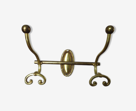 Brass coat rack 2 patères 40 50s