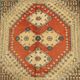 Antique Kars rug made of cotton and wool, hand-knotted, 102 x 100 in.