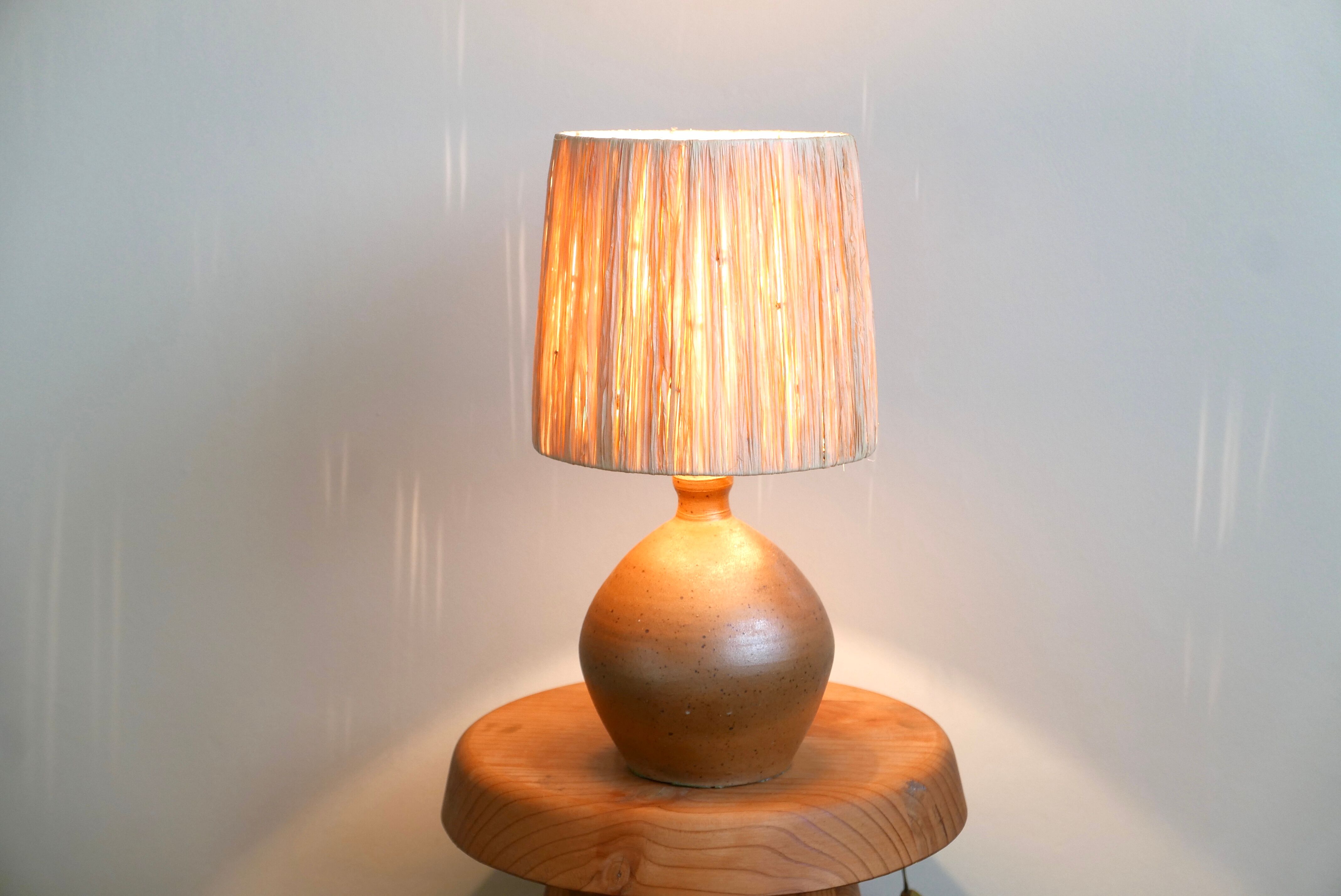 Sandstone ball lamp, raffia day sores, 60s