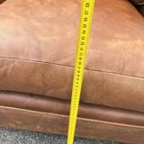 Vintage brown leather living room - 3 seater sofa and 2 matching armchairs