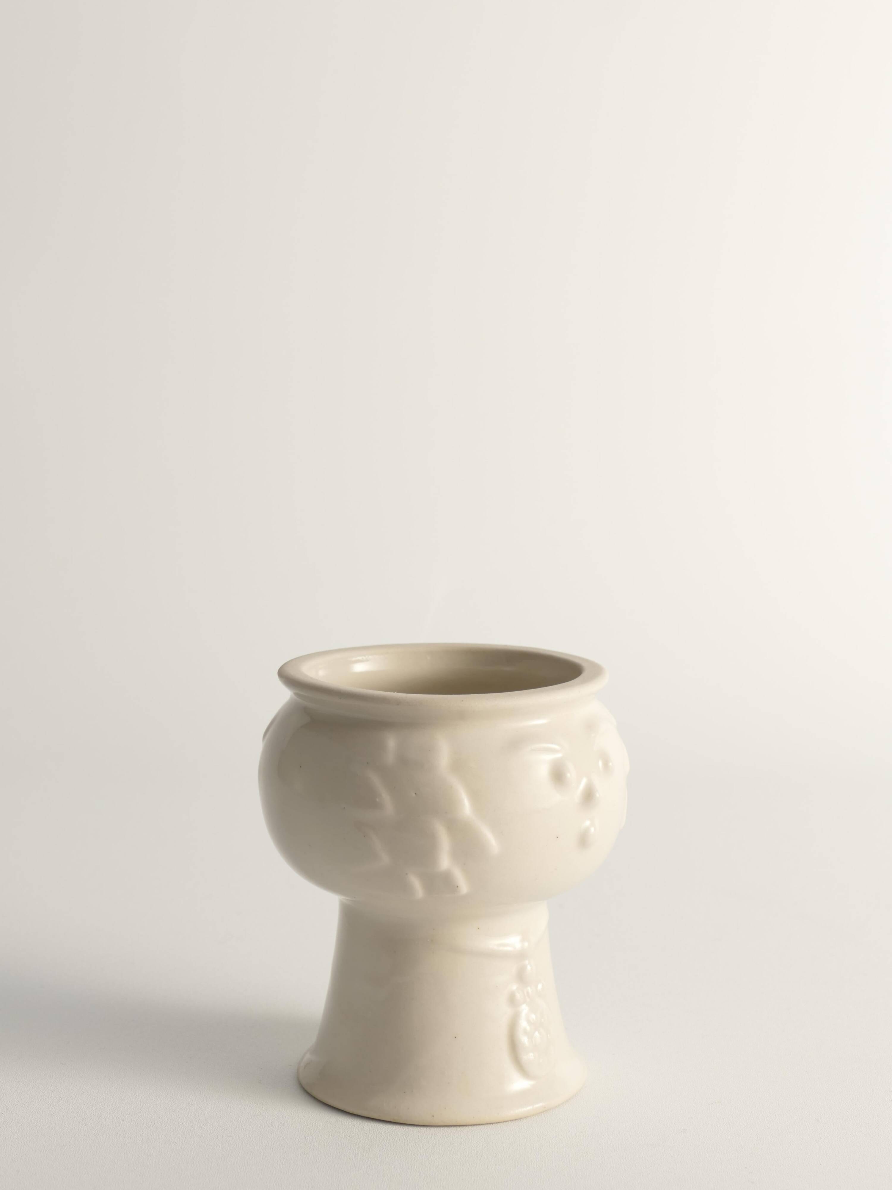 Scandinavian Modern White Porcelaine Face Vase by  Ancher Iversen, aida, Denmark