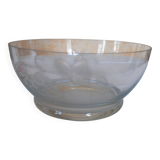 Saladier à punch en verre fin gravé