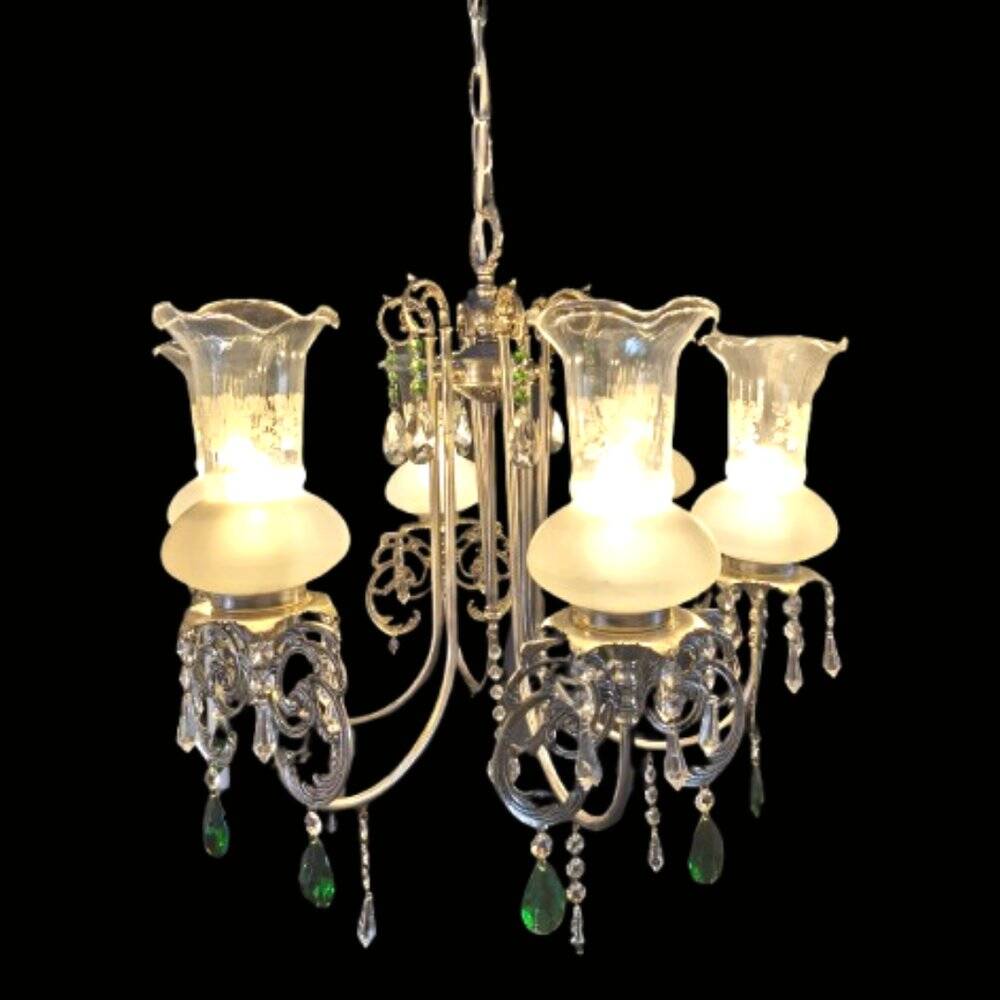 French-style silver chandelier with Swarovski crystal pendants, 1980