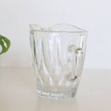 Pretty cast glass creamer, small milk jars, vintage, France, 1950