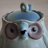 Japanese owl teapot in vintage stoneware