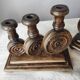 Brutalist turned wood candlestick holders – vintage 50s-60s