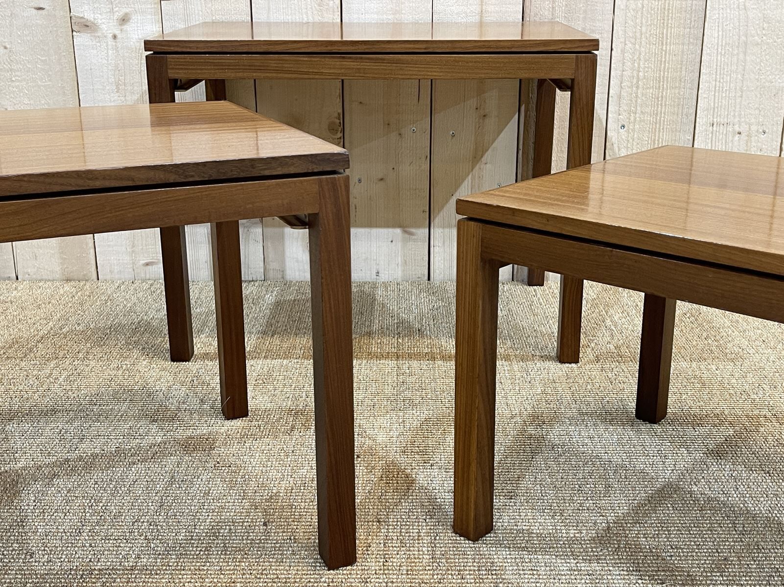 Suite of 3 teak pull-out tables from the 70s