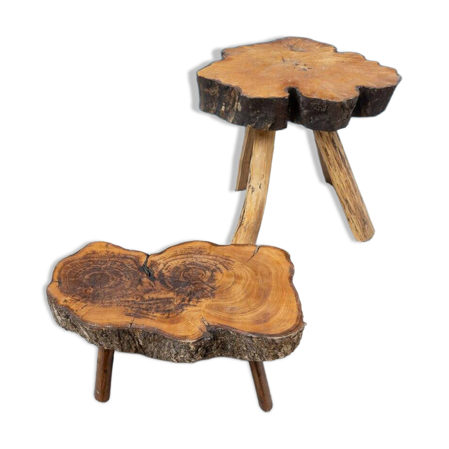 Brutalist Elm Coffee Table Set, 1960, Set of 2