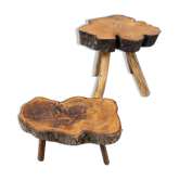 Brutalist Elm Coffee Table Set, 1960, Set of 2