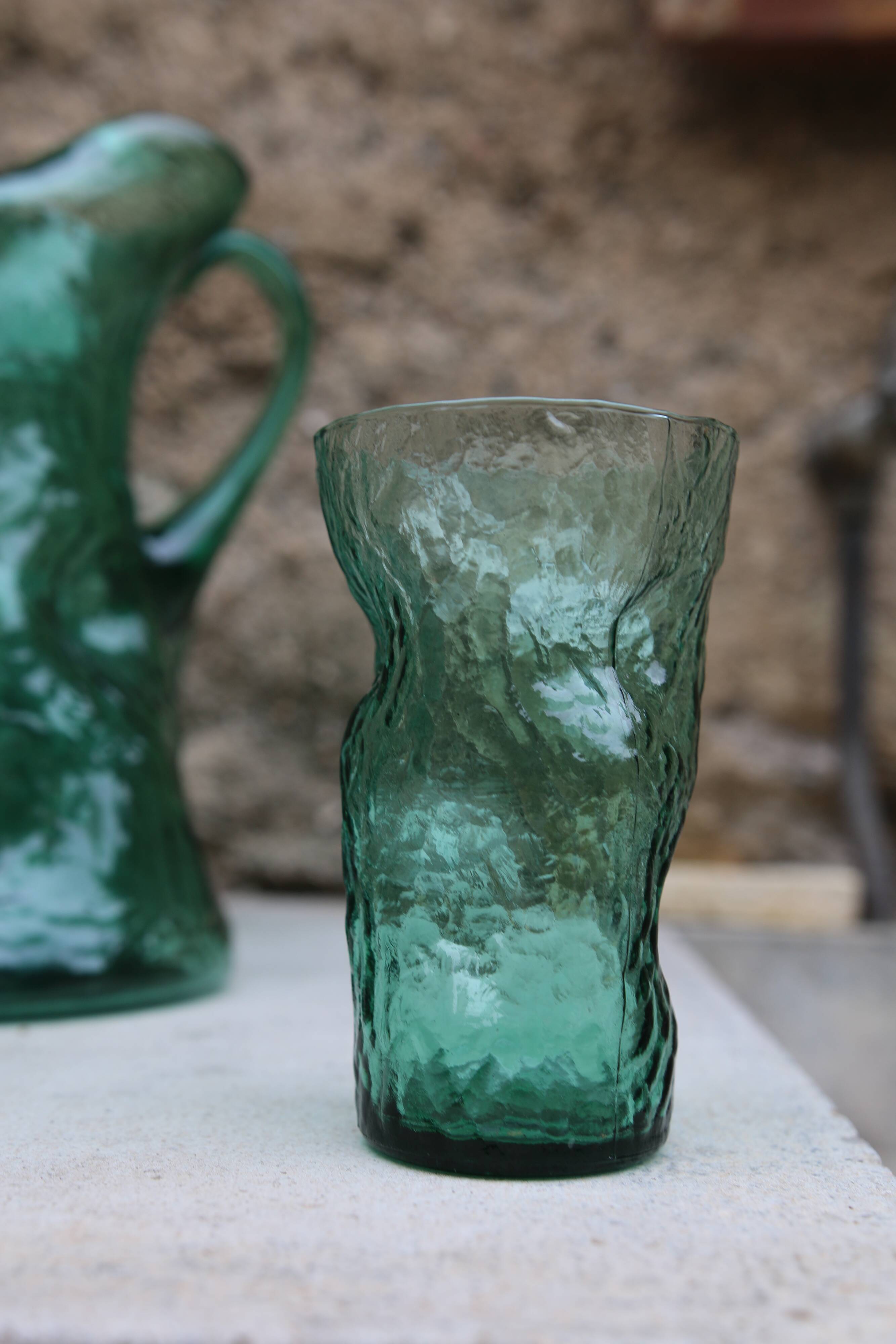 Vintage blown glass orangeade set