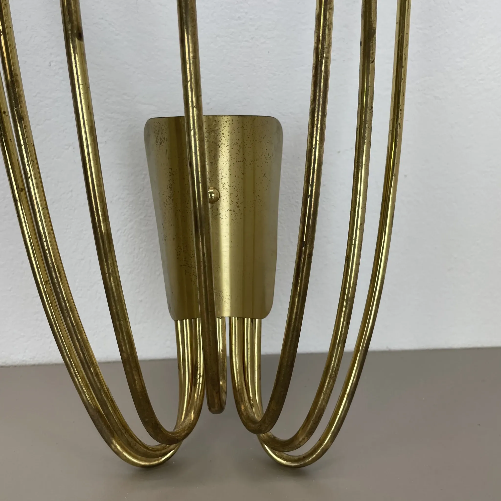 Large brass wall light in stilnovo style, 54 cm, italy, 1950s