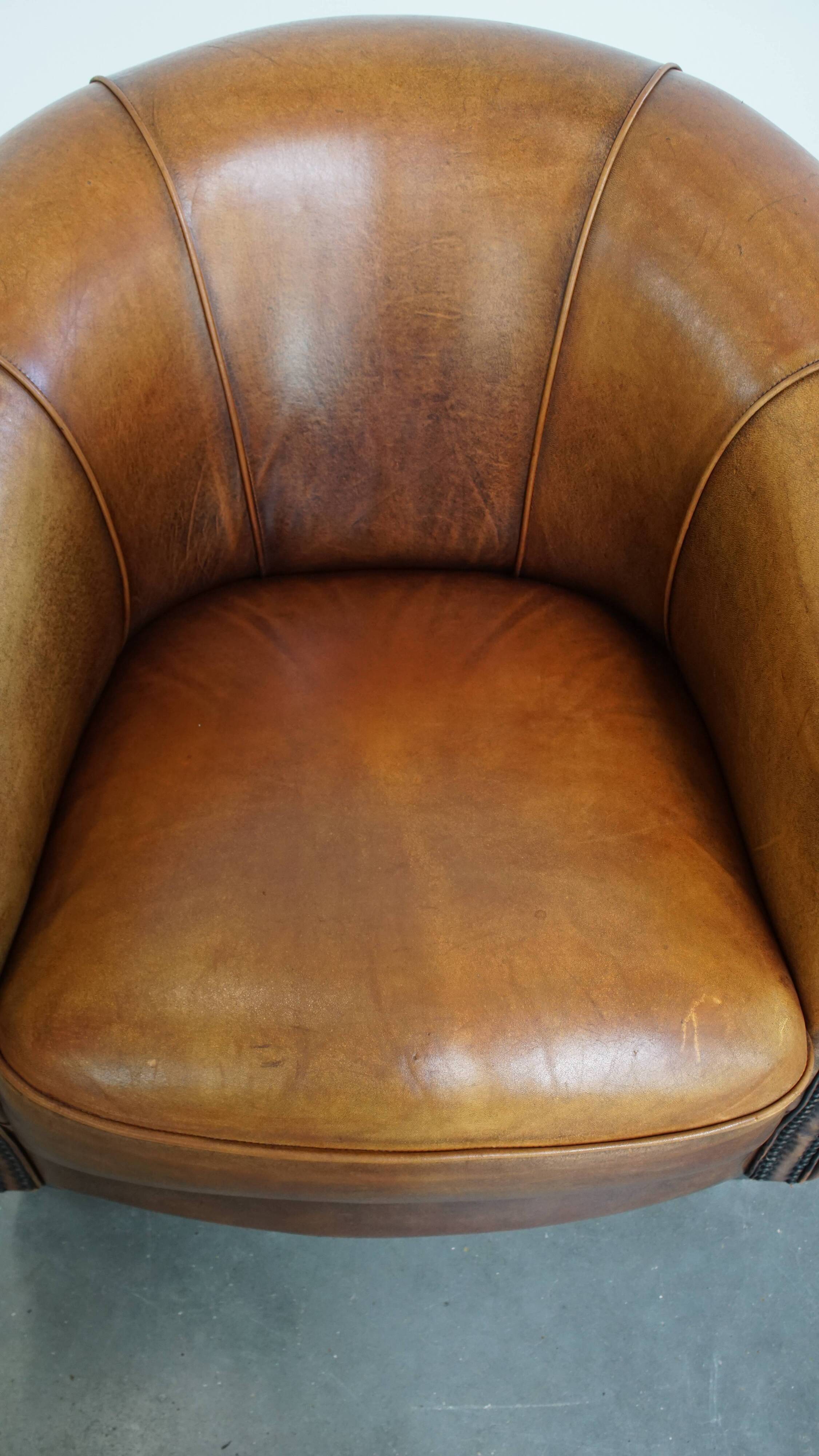 Sheepskin leather club chair