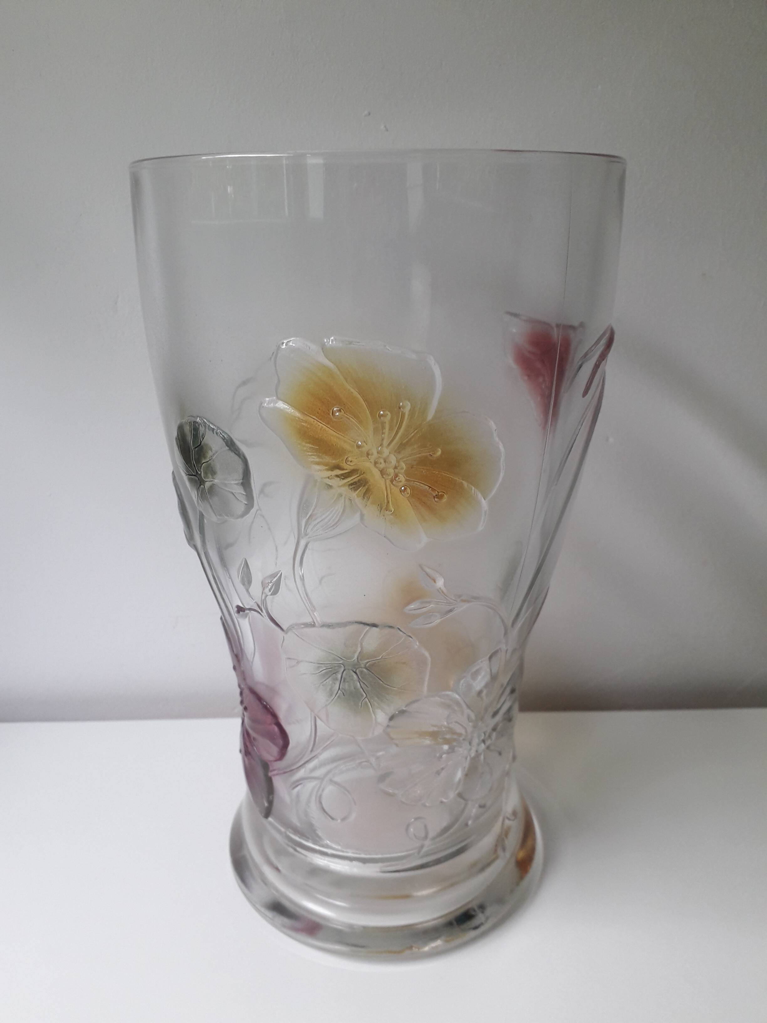 Vintage Luminarc decorated nasturtium vase (25cm) A1